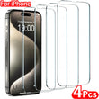 Protetor de Tela de Vidro Temperado para iPhone, Película Protetora, 15, 14, 13, 12, 11 Pro Max, 6, 7, 8 Plus, X, XS, XR, 4Pcs