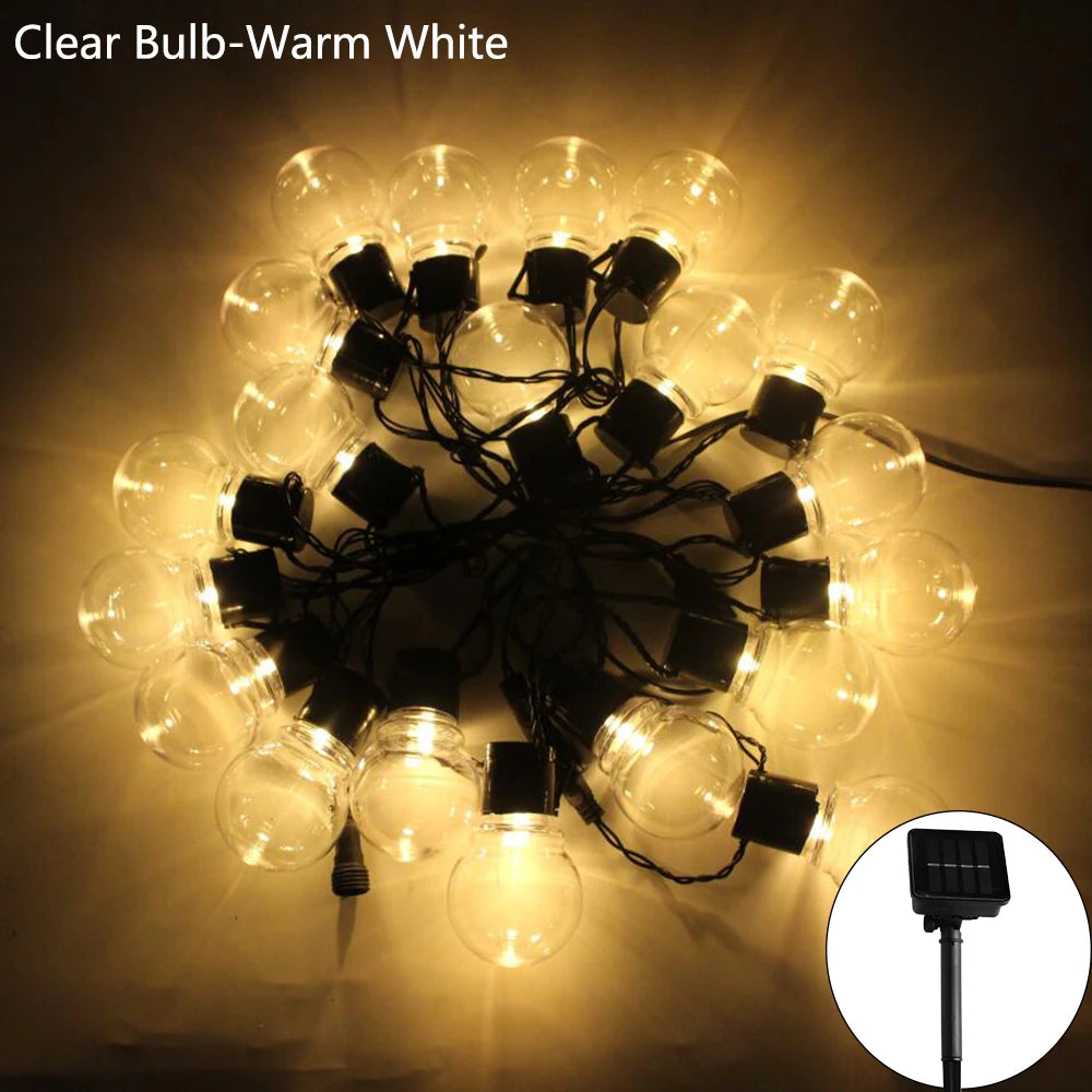 5/7/12m led globo solar luzes da corda de fadas guirlanda natal rua casamento lâmpadas ao ar livre para festa feriado jardim pátio