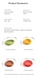 Fruit Vegetable Airtight Fresh Storage Box Lemon Tomato Avocado Preservation Seal Cover Transparent Reusable Kitchen Tools