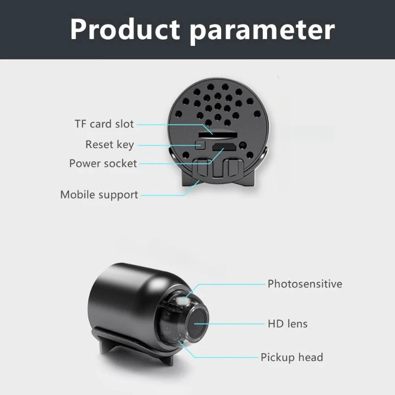 Minicámara inalámbrica X5 de 1080P para vigilancia, videocámara de seguridad con visión nocturna y detección de movimiento, monitor para casa inteligente.