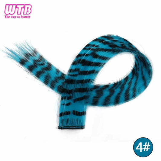 Synthetic One Card Hair Extension Wig Hair For Women Long Straight Clip-in Colored Zebra Line Feather Hair Extensions Fake Hair
