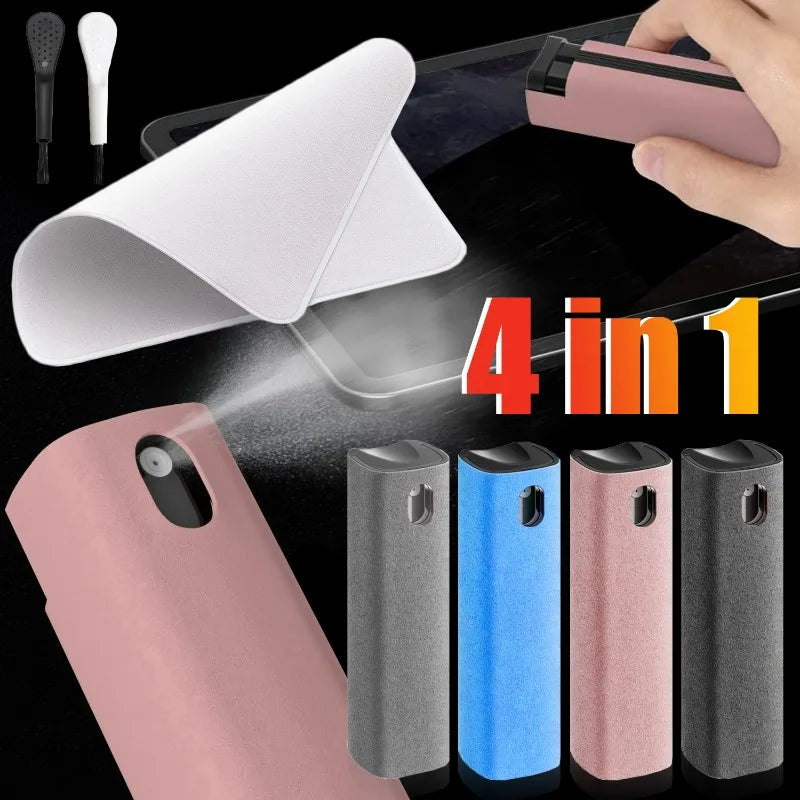 Microfiber Cloth Screen Cleaner Touchscreen Mist Cleaner All in One Spray Bottle Wipe Cleaner Fingerprint-Proof Cleaning Tool