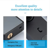 H4 Tuya Electronic Lock Wifi Smart Door Lock Fingerprint Lock Password IC Card Key USB Charge For Smart Home