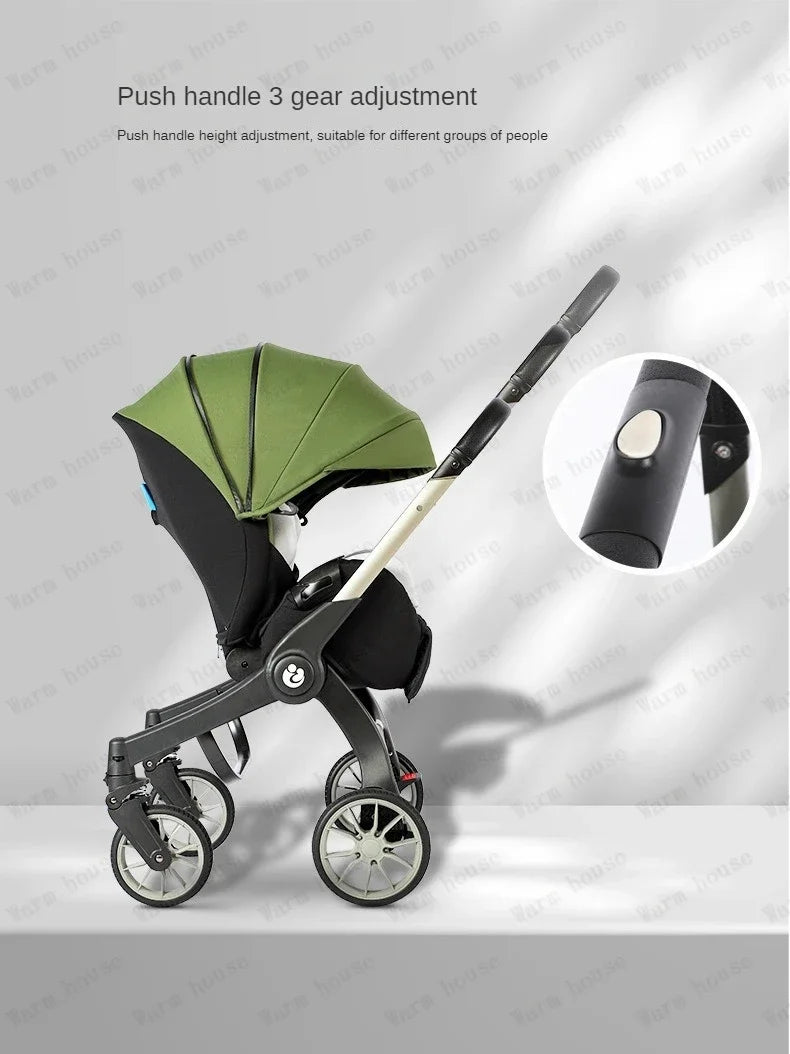 EU STOCK 4in1 baby stroller two-way Multifunctional newborn baby stroller 3in1 Foldable Basket type seat Lightweight Travel Pram