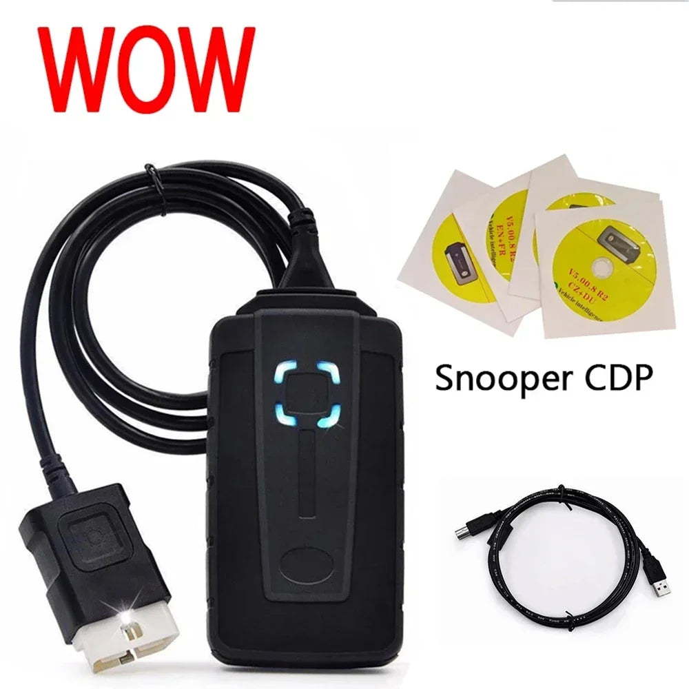 Herramienta de diagnóstico Wow Snooper 2022 2021 Wurth V5.008 R2 Escáner OBD2 para camiones, coches, Bluetooth con keygen vd ds150e Delphis Francia