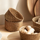 Imitation Rattan Rattan Storage Baskets Sundries Organizer Home Desktop Decoration Kitchen Storage Basket Vegetable Fruit