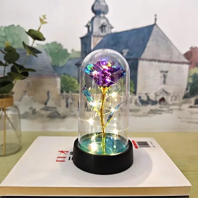 Rosa eterna LED de aluminio, rosas artificiales, decoración para bodas, Navidad y San Valentín. 