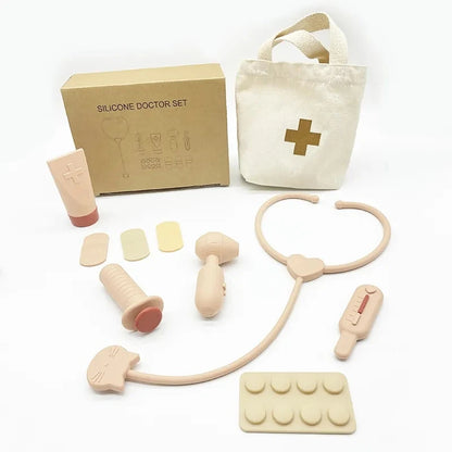 Doctor Toys Pretend Silicone Play Doctor Kit Food Grade Safety Nurse Set for Girls Boys Toddler Games Learning Toy