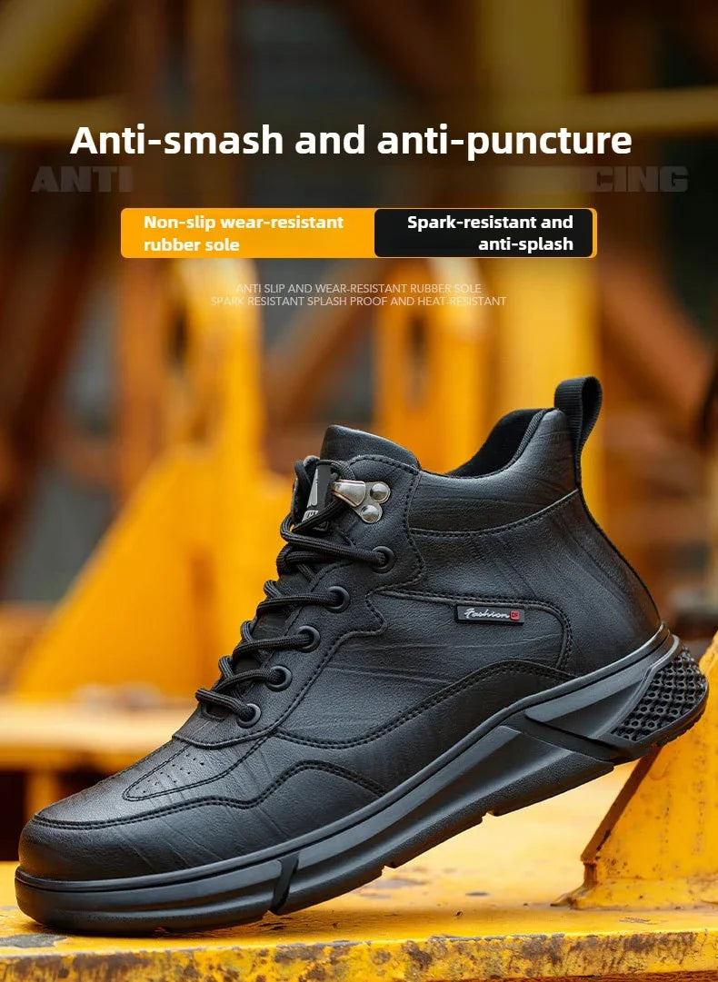 waterproof safety sneaker for men winter anti-slip boots man construction indestructible black work boots steel nose work shoes