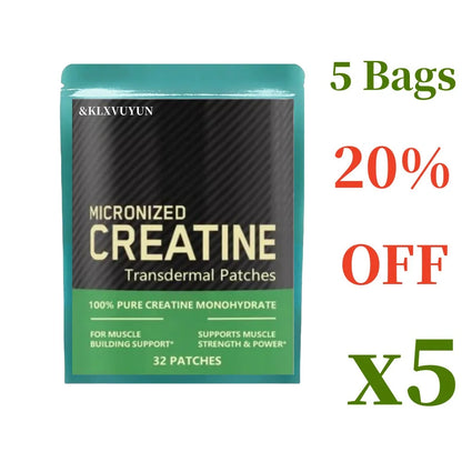 Creatine Monohydrate Transdermal Patches- Support Muscles, Cellular Energy and Cognitive Function - 32 Patches/bag