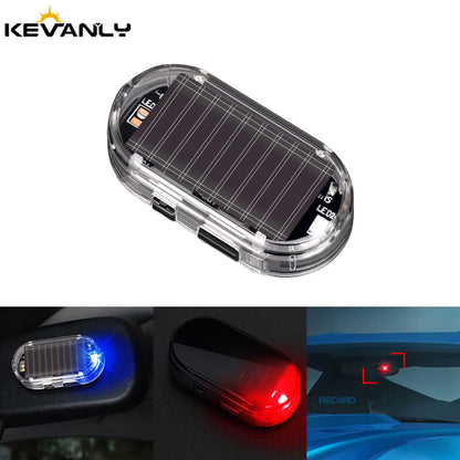 Car Fake Security Light Solar Powered Simulated Dummy Alarm Wireless Warning Anti-Theft Caution Lamp LED Blue/Red Flashing Light