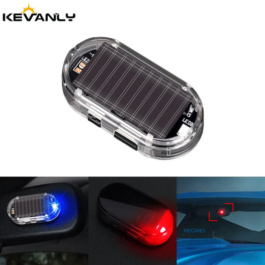 Car Fake Security Light Solar Powered Simulated Dummy Alarm Wireless Warning Anti-Theft Caution Lamp LED Blue/Red Flashing Light