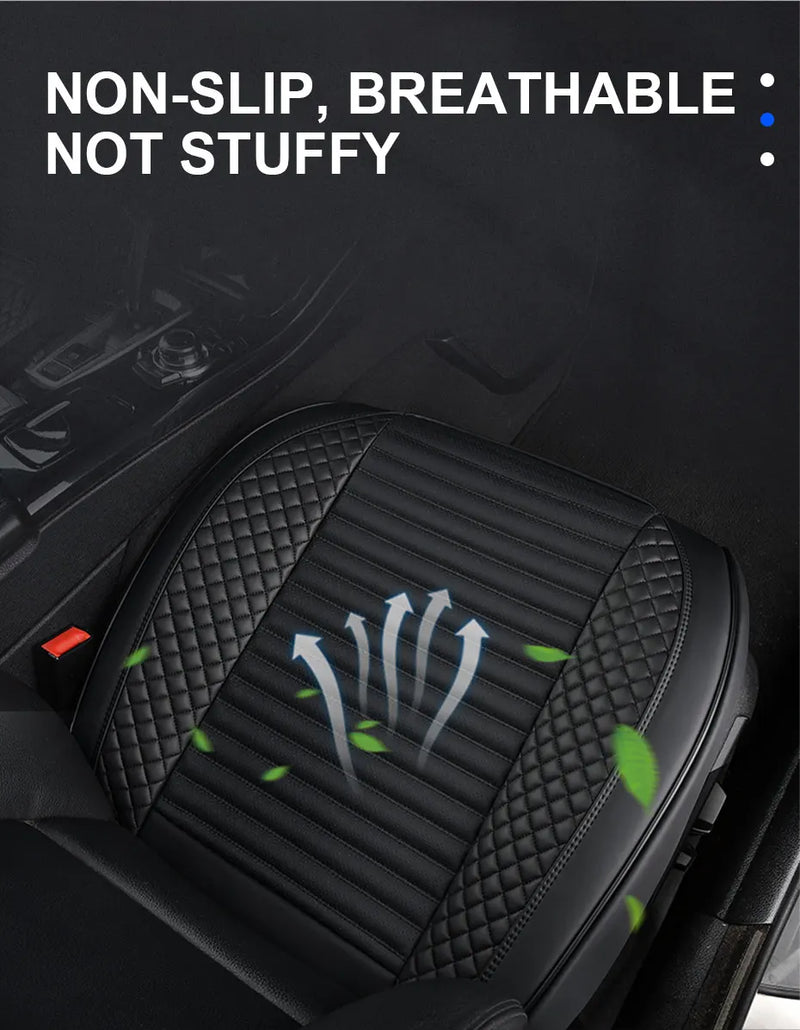 SEAMETAL Full-Wrapped Car Seat Cover Breathable Hole PU Car Front Seat Cushion Universal Anti Slip Auto Chair Protector Cover