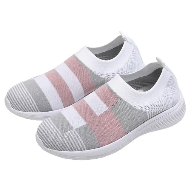 Sapatilhas femininas vulcanizadas leves, sapato de caminhada, mocassins casuais, tênis, meia de deslizamento, malha, moda feminina, 2022