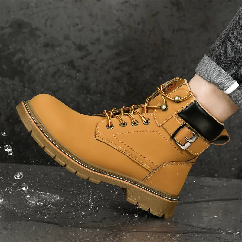 Latest 2023 Waterproof Men Leather Boots Steel Toe Cap Safety Work Shoes Anti Smashing Indestructible Construction Welding Boots
