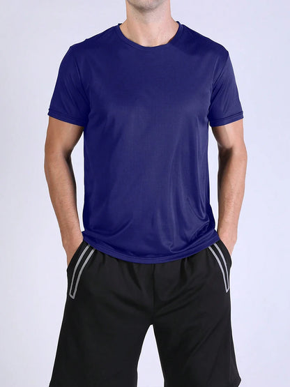 5PCS Men's Solid Color Ultralight Quick Dry Sport T-Shirt, Breathable Lightweight Top For Fitness Training Workout Running Gym