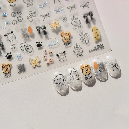 Shining Aurora Shell Light Butterfly Nail Stickers 5D Nail Art Design Decoration Decals DIY Manicure High Quality