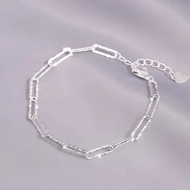 Pulsera de cadena ajustable de plata de ley 925 para mujer, forma XO, diseño coreano, lujo, ideal para fiestas y bodas. 
