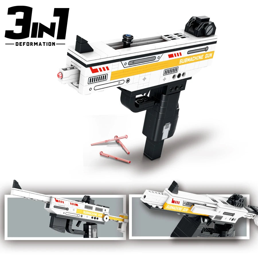 Technical Building Blocks Toys Gun Scorpion Uziel Submachine Magnum Eagle USP Pistol WW2 Military SWAT Weapon Model For Children