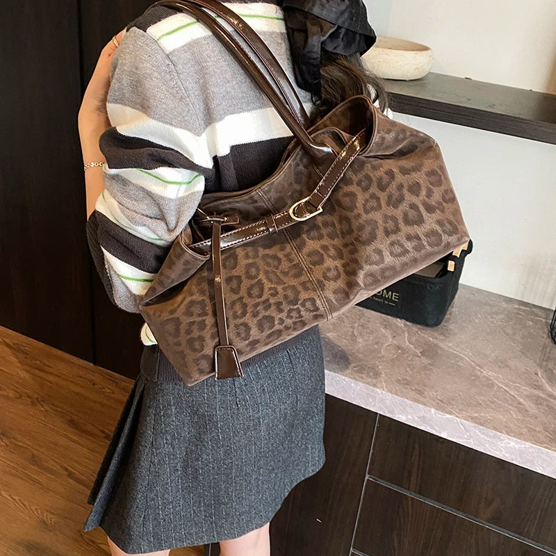 Leopard PU Leather Shoulder Bags for Women 2026 Luxury Designer Brand Trend Tote Bag Females Short Handle Handbags and Purses