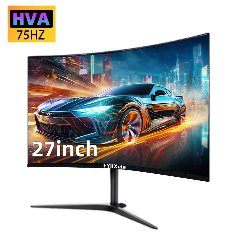 27 Inch Curved Monitor 75Hz 2ms Desktop PC Lcd FHD Computer Display Gaming IPS Panel Screen LED 1080P Desktop Display
