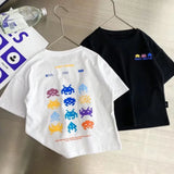 Camiseta de manga corta de verano para niños, Top de cuello redondo para niños pequeños y medianos, moda informal versátil de media manga