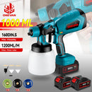1000ML Electric Spray Gun Cordless Paint Sprayer Auto Furniture Household Sprayer Flow Control Power Tool For 21V 18V Battery