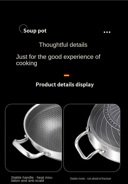 32cm 304 Stainless Steel Frying Pan Food Grade Non Stick Pan Honeycomb Pot Bottom Induction Cooker Gas Stove General Wok