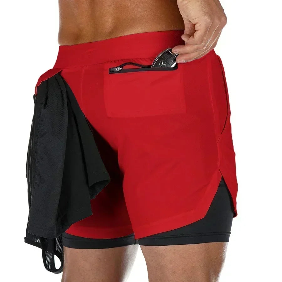 Men's Sports Shorts Anime Performance Shorts Printed Men GYM Casual Sport Compression Shorts Workout Running Mesh 2 in 1 Shorts