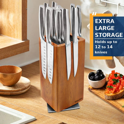 Magnetic Rotating Wood Knife Holder  360° Rotatable Knife Block For  Kitchen Knives Storage With Anti Slip Pad Wood Knife Board