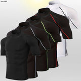 New Men's High Neck Sports T-Shirts Quick Dry Gym Fitness Running Compression Tops Casual Outdoor Men's Shirt Sun Protection Clothing