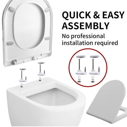 O-Shaped Toilet Seat Slow Close Quiet Lid Thickened Durable for Both Adults Children Universal Bathroom Accessories