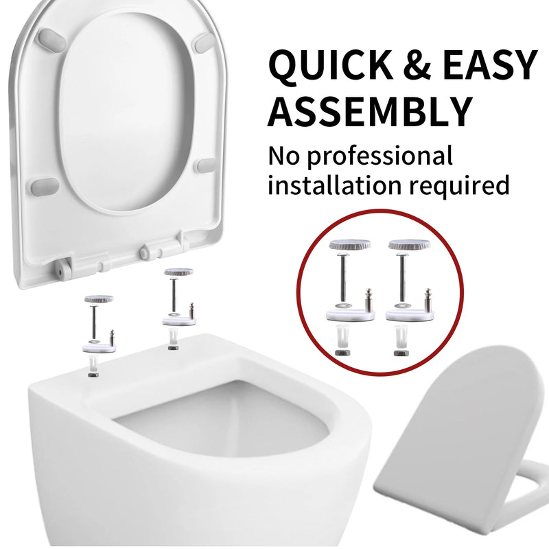 O-Shaped Toilet Seat Slow Close Quiet Lid Thickened Durable for Both Adults Children Universal Bathroom Accessories