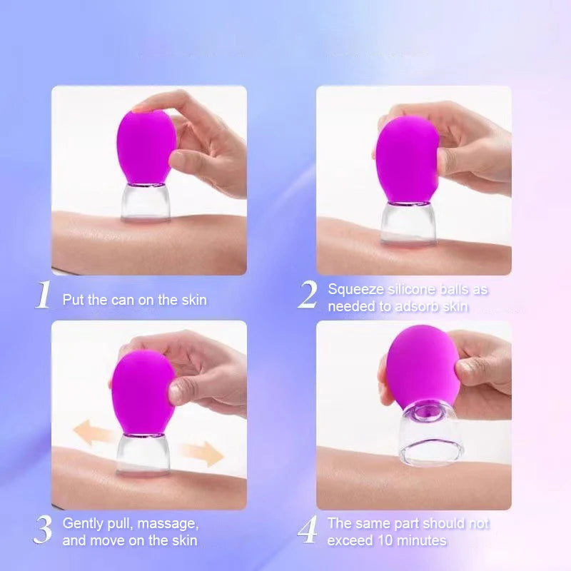 5Pcs Silicone Cupping Massage Cup For Body Face Neck Eye Massager Vacuum Tank Body Facial Care, Anti-aging Beauty Tool