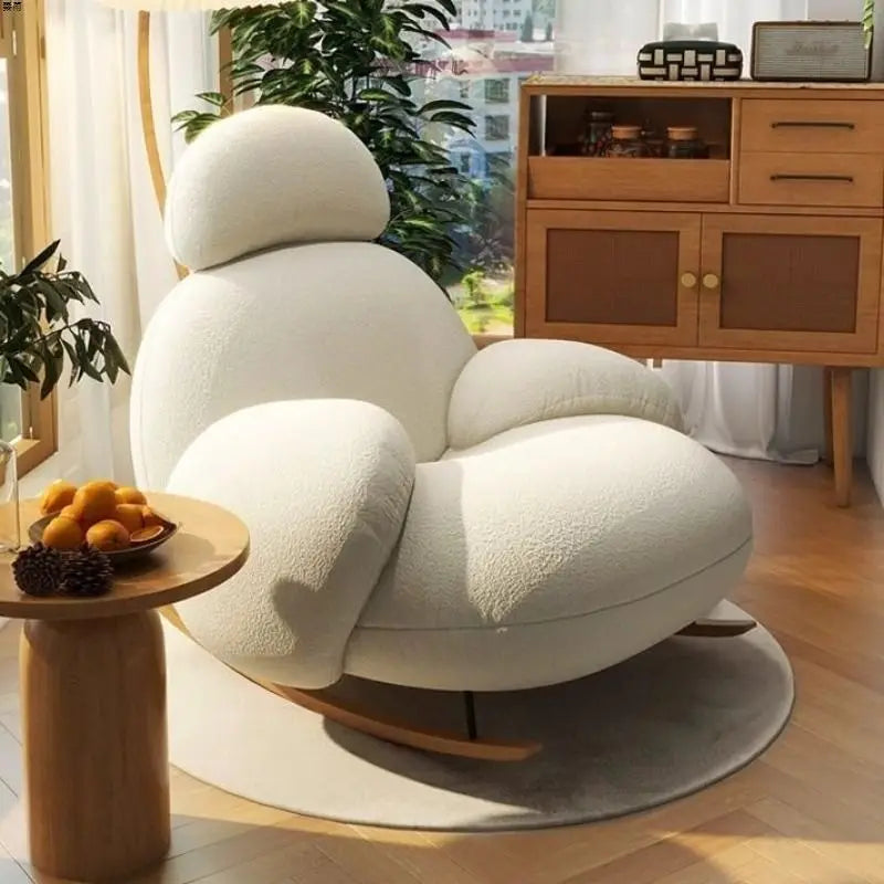 Silla blanca esponjosa para sala de estar, sillón moderno y bonito, ergonómico, reclinable, muebles para el hogar