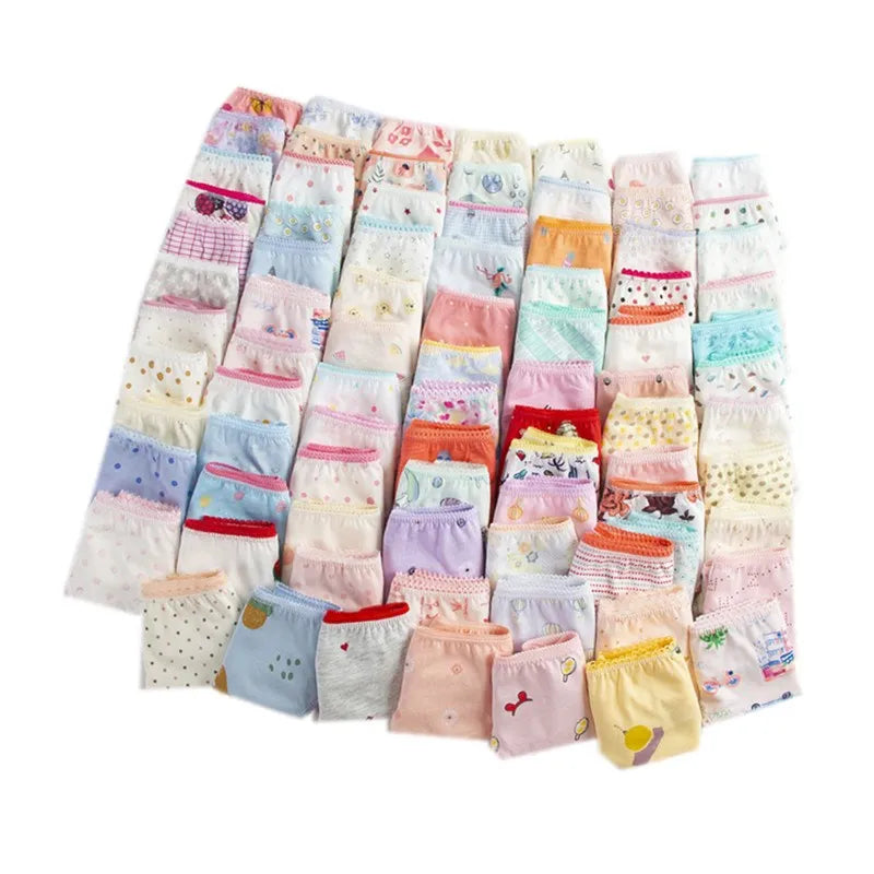 12pcs /Lot Baby Girls Briefs Cartoon Underwears Children Panties Short Underpants For 1-12 Years
