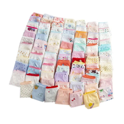 12pcs /Lot Baby Girls Briefs Cartoon Underwears Children Panties Short Underpants For 1-12 Years