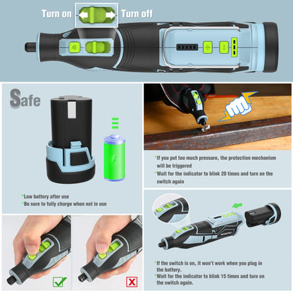 WORKPRO 12V Cordless Rotary Tool With Charger 5-speed 2.0Ah Mini Electric Grinder Machine Polishing Tools  & 114 Accessories