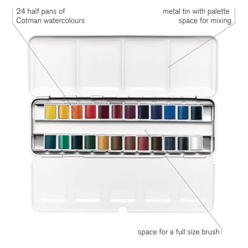 Winsor & Newton Cotman High-Quality Watercolor Paint 24-Color Half-Pan Artist Art Student Special Sketch Paint Set