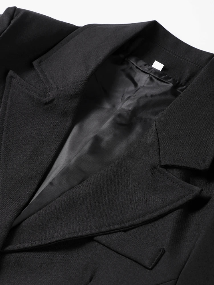 Elegant Black Women's Blazer Coat Slim Single Breasted Long Sleeve Lapel Female Coats 2025 Spring Fashion Simple Lady Outwear