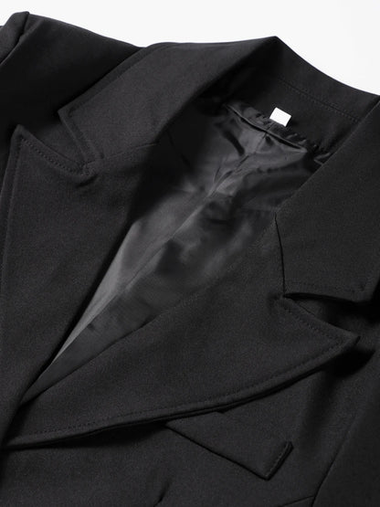 Elegant Black Women's Blazer Coat Slim Single Breasted Long Sleeve Lapel Female Coats 2025 Sping Fashion Terse Lady Outwear