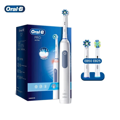 Cepillo de dientes eléctrico Oral B Pro 4 Ultra con rotación 3D, recargable, sensor de presión, 4 modos de cepillado y temporizador de 2 minutos.