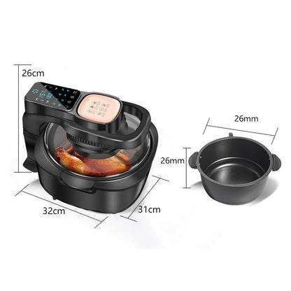 Freidora de aire multifuncional para el hogar, sin aceite, horno de 6 l, 220 V, UE, 1100 W, panel táctil LED, control de temperatura, freidora de aire visual