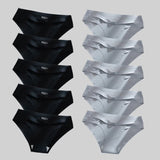Giczi 10PCS/Set Seamless Women's Panties Solid Color Silk Satin Underwear Breathable Comfortable Briefs Sexy Lingerie Cozy Panty