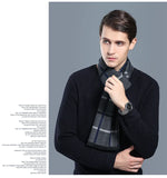 Designer Brand Plaid Men's Cashmere Scarf Winter Warm Scarves Shawls Casual Business Long Wraps Pashmina Christmas Gift for Man