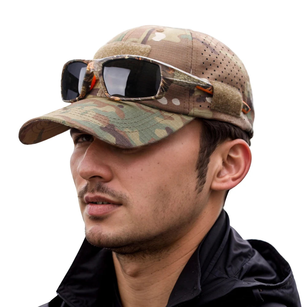 1/2pcs New Men's Camouflage Baseball Cap Breathable Sunscreen Hat Outdoor Sports Hunting Hiking Camping Beach Fishing Sun Hat
