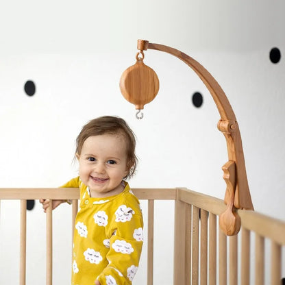 Crib Mobile Bed Bell Wooden Baby Rattles Soft Felt Cartoon Animal Bed Bell Newborn Music Box Hanging Toy Crib Bracket Baby Gifts