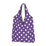 Custom Recycling Classic Black And White Polka Dot Shopping Bag Women Tote Bag Portable Grocery Shopper Bags