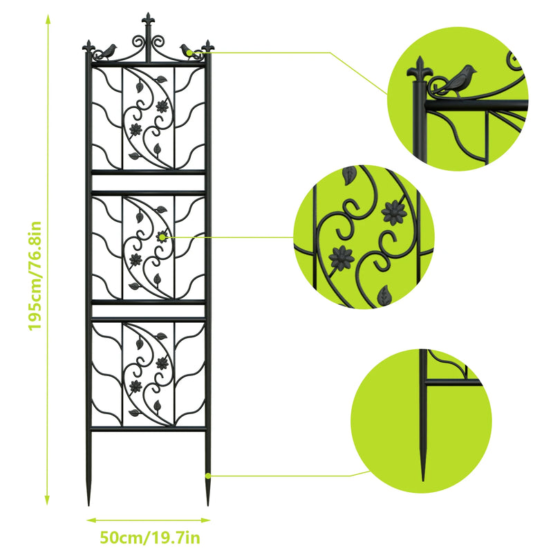 Metal Garden Trellis Tall Plant Climbing Fence for Vegetables Grapes and Flowers