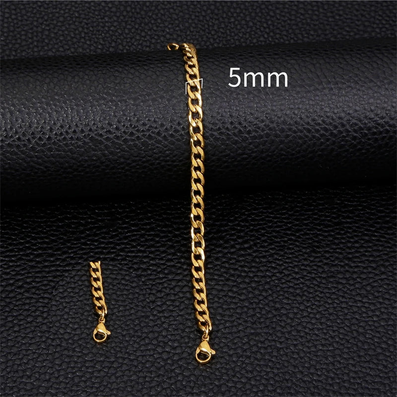 3-11mm Thick Waterproof Chain Bracelet for Men, Stainless Steel Cuban Chain Wristband, Classic Punk Heavy Men's Jewelry Gift